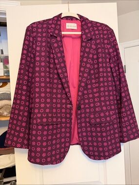 Magenta & Purple Patterned Blazer Jacket by